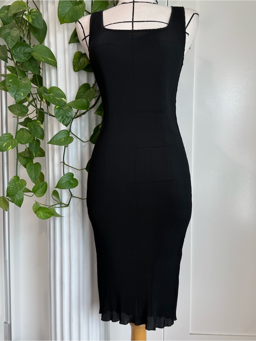 90s Vivienne Tam Pleated Midi Dress